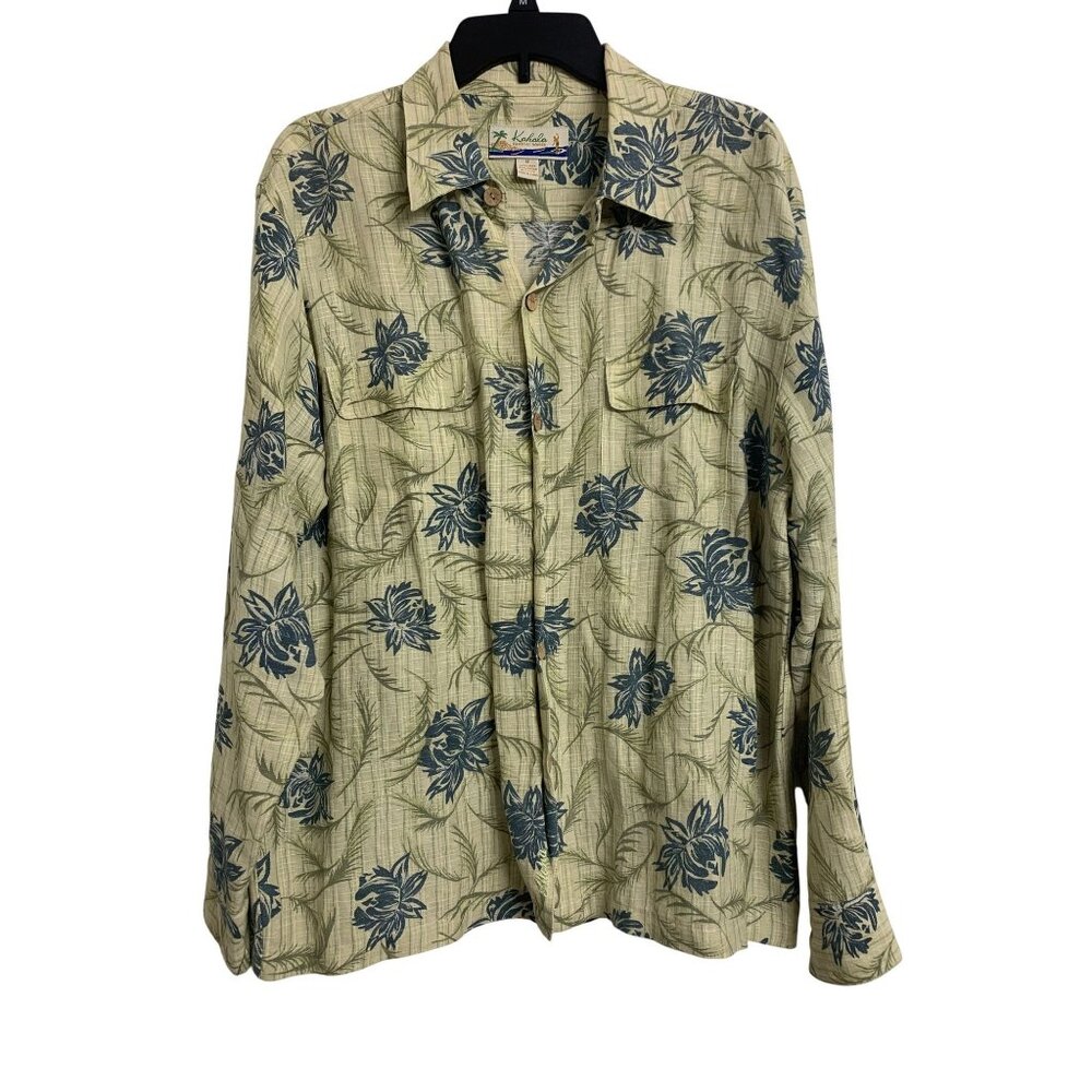 Kahala Hawaii M Linen Tropical Coastal Casual Classic Shirt Lightweight‎